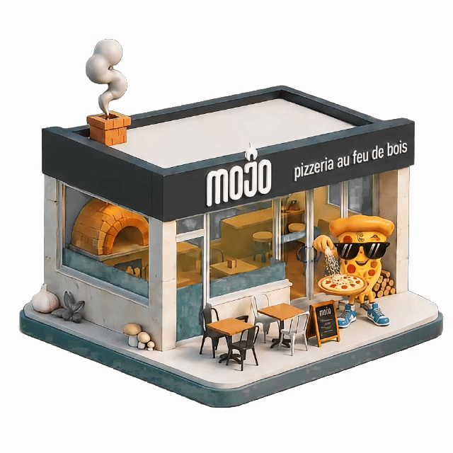 Illustration 3D de la Mojo Pizzeria